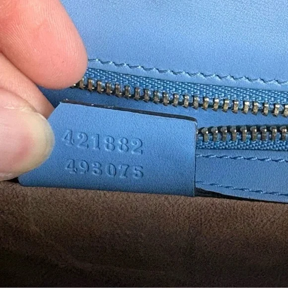 Gucci Sylvie Light Blue Crossbody Bag with Red and Gold Details - Picture 9 of 16